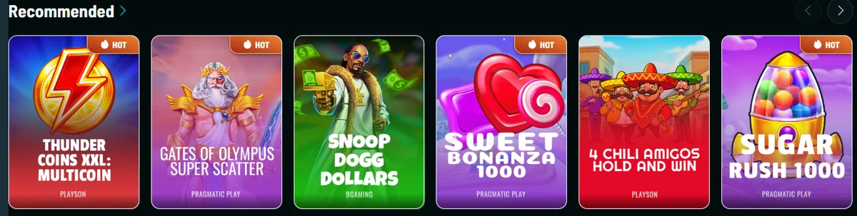 Recommended slots Gates of Olympus Super Scatter, Snoop Dogg Dollars, Sweet Bonanza 1000 and Sugar Rush 1000